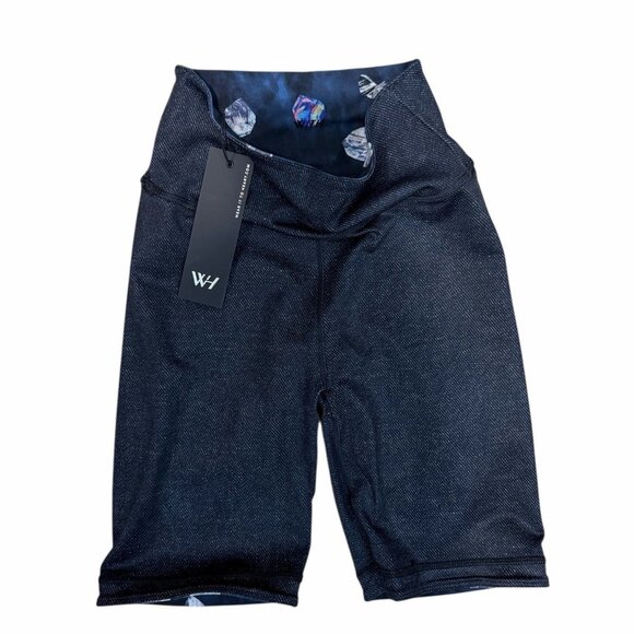 Wear it to Heart Kurt Reversible Biker Shorts Sz Small High Waist Asteroids Navy - Picture 3 of 9